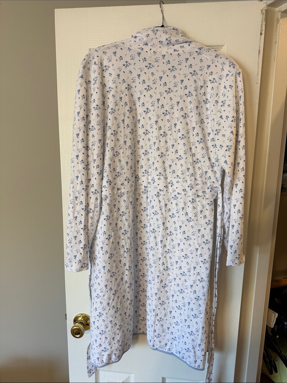 Lake Blue Floral Pima Cotton Robe Sz M - Picture 5 of 6